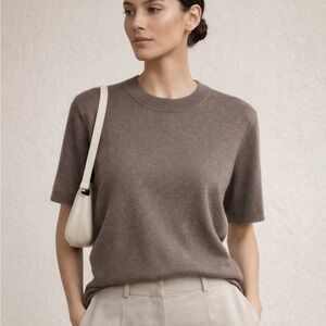 Arach & Cloz Lamb Cashmere/Viscose Blend Taupe Quiet  Luxury Sweater Size L
